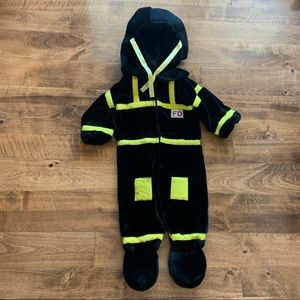 Kids Firefighter Hooded Costume - Black with Yellow Trim